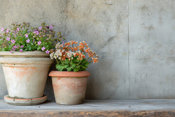 Fototapeta na wymiar rustic flower in a pot, concept of gardening, growing new plants