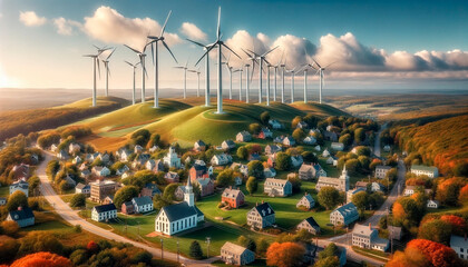 Harmony with Nature: A Serene Village Embraces Wind Energy for a Sustainable Future