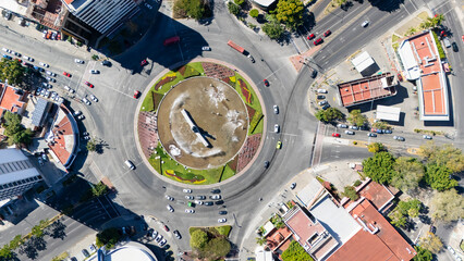 Glorieta Minerva, una de las glorietas más famosas de Guadalajara Jalisco, una toma aérea en hora...