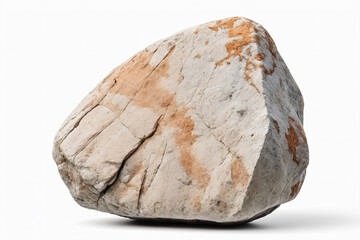 Single rock stone on pure white background
