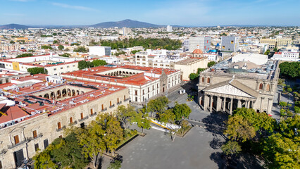 Fototapeta na wymiar Teatro del Degollado, hermosa vista aérea del histórico y famoso teatro del Degollado en Guadalajara Jalisco, México 