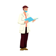 Man Doctor Character as Professional Hospital Worker in Mask Standing Vector Illustration