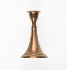 vintage bronze candlestick isolated on white background
