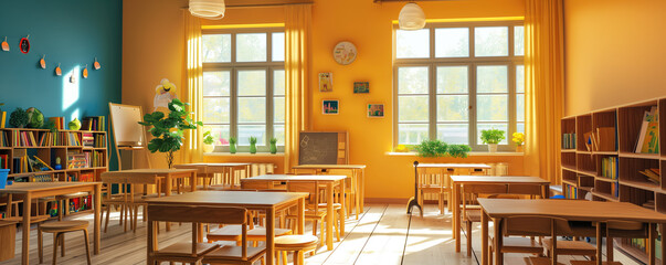 Interior of school classroom