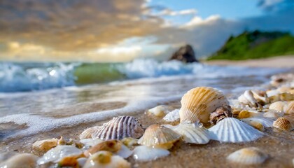 浜辺に打ち上げられた貝殻