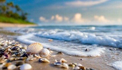 浜辺に打ち上げられた貝殻