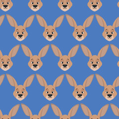 Seamless pattern of kangaroo heads for Australia Day