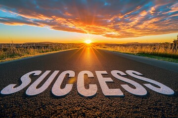 Inspirational Road to Success at Sunrise