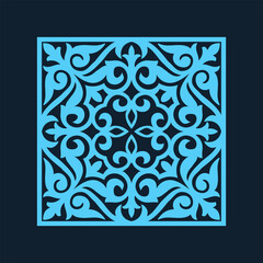 Vintage ornate linear ornaments in Kazakh traditional style. Asian floral designs. Abstract Asian elements of the national pattern of the ancient nomads of the Kyrgyz, Mongols, Kazakhs, Tatars.