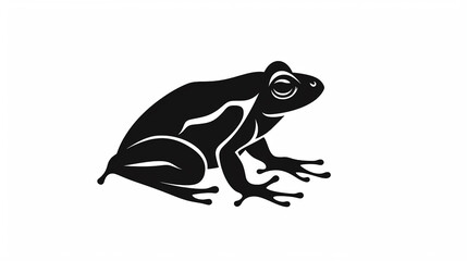 Black and white frog icon isolated on white background