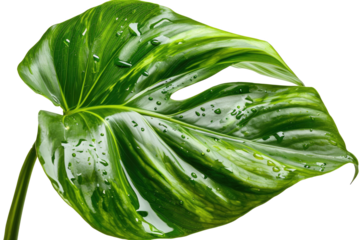 Natural of Tropical Monstera green leaves of leaf isolated on transparent png background, varies different of plant botanical.