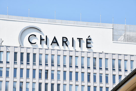 Berlin, Germany - June 9, 2023: Campus Charit&eacute; main building Berlin, Germany  -  Charite is Europe's largest university clinic and one of Germany's most research intensive medical institutions