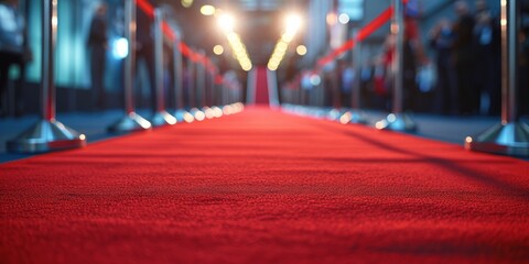 empty red carpet of actors and celebrities Generative AI - obrazy, fototapety, plakaty