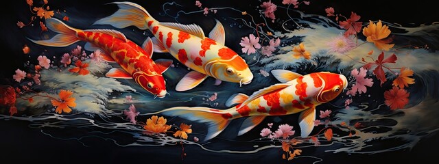 photo of koi fish. Koi fish swimming in the  water