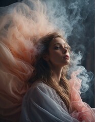 portrait of a woman with smoke