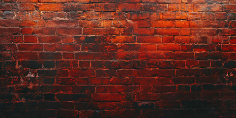 Old red brick wall,  red stones banner 