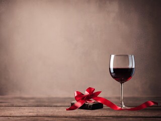glass of wine , Red wine glass on table, wine glass decorations, red wine ready for drink copy space
