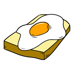 toast with sunny side up eggs illustration hand drawn colored vector drawing