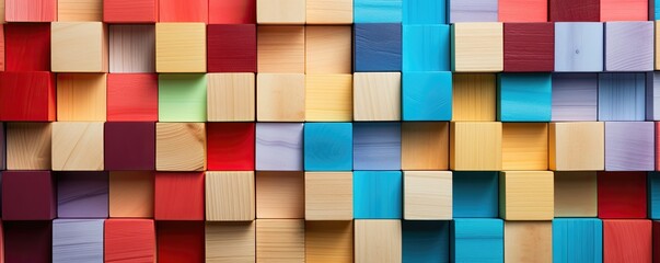 Seamless pattern of colorful wooden blocks.