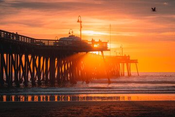 Pismo Beach Pier Sunset Silhouette - 710023903