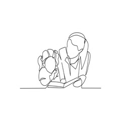 Mother and her daughter reading book