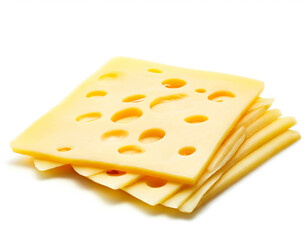 Scheiben Käse geschnitten isoliert auf weißen Hintergrund, Freisteller