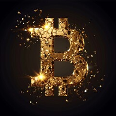 Golden logo with the word Crypto Bitcoin is fading out