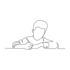 Schooler drawn in ljne art style