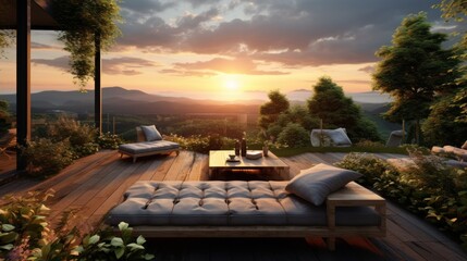 Obraz premium Beautiful view from the modern terrace