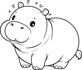 Cute Hippopotamus cartoon outline,
Can used to make coloring page
or pictures to decorate the event