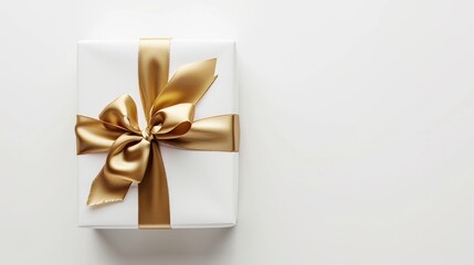 Fototapeta na wymiar Ethereal Elegance, A Gilded Journey to Unwrap the Magic of a White Gift Box