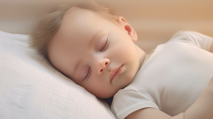Obraz na płótnie Canvas newborn baby sleeping in bed.
