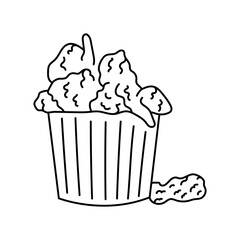 Fried chicken color element. Cartoon street food.