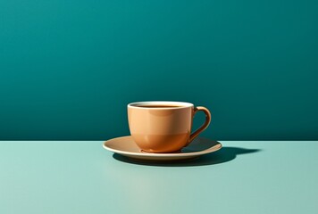 coffee in a saucer on a blue background