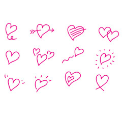 hand drawn hearts vector set , doodle heart vector