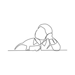 Schooler drawn in line art style