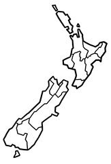 New zealand political map outline