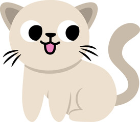 Vector cat illustration for children. Cute animal character for kids. Cartoon kitten icon isolated on white background.