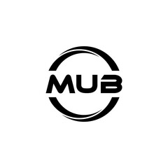 MUB letter logo design with white background in illustrator, cube logo, vector logo, modern alphabet font overlap style. calligraphy designs for logo, Poster, Invitation, etc.