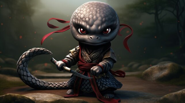 Snake ninja chibi character AI generated image