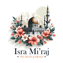 Al isra and miraj design with al aqsa illustration background