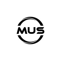 MUS letter logo design with white background in illustrator, cube logo, vector logo, modern alphabet font overlap style. calligraphy designs for logo, Poster, Invitation, etc.