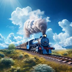 Obraz premium train in the rail with blue sky