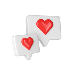 Two 3D white frames with heart and love emoji. social media online platform concept icons, communication on application. For Valentine, Mother day, Women, wedding, sticker, greeting card. February 14