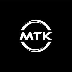 MTK letter logo design with black background in illustrator, cube logo, vector logo, modern alphabet font overlap style. calligraphy designs for logo, Poster, Invitation, etc.