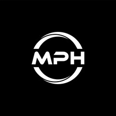 MPH letter logo design with black background in illustrator, cube logo, vector logo, modern alphabet font overlap style. calligraphy designs for logo, Poster, Invitation, etc. - obrazy, fototapety, plakaty