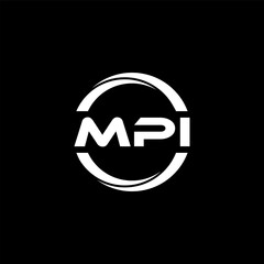 MPI letter logo design with black background in illustrator, cube logo, vector logo, modern alphabet font overlap style. calligraphy designs for logo, Poster, Invitation, etc.