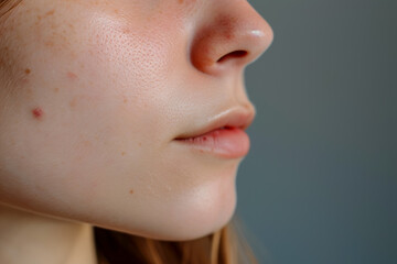 Obraz premium close-up of a woman chin with a small mole