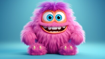 Cute and adorable furry monster characters AI generated image - obrazy, fototapety, plakaty