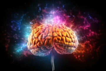 Fototapeta premium Brain neuroethics in neurotechnology, neurocomputing, and neurorehabilitation. Neuronal networks and neurons critical in neuropsychology. Prioritize neuroprotection in this technical illustration.